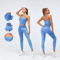 Hoge stretchy dames yoga pakken aangepaste logo shorts zomer yoga set sneldrogend meisje yoga pak naadloze